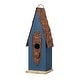 preview thumbnail 28 of 32, Glitzhome 13"H Retro Wooden Distressed Garden Birdhouse - 4.5"L x 4.25"W x 13.25"H Blue