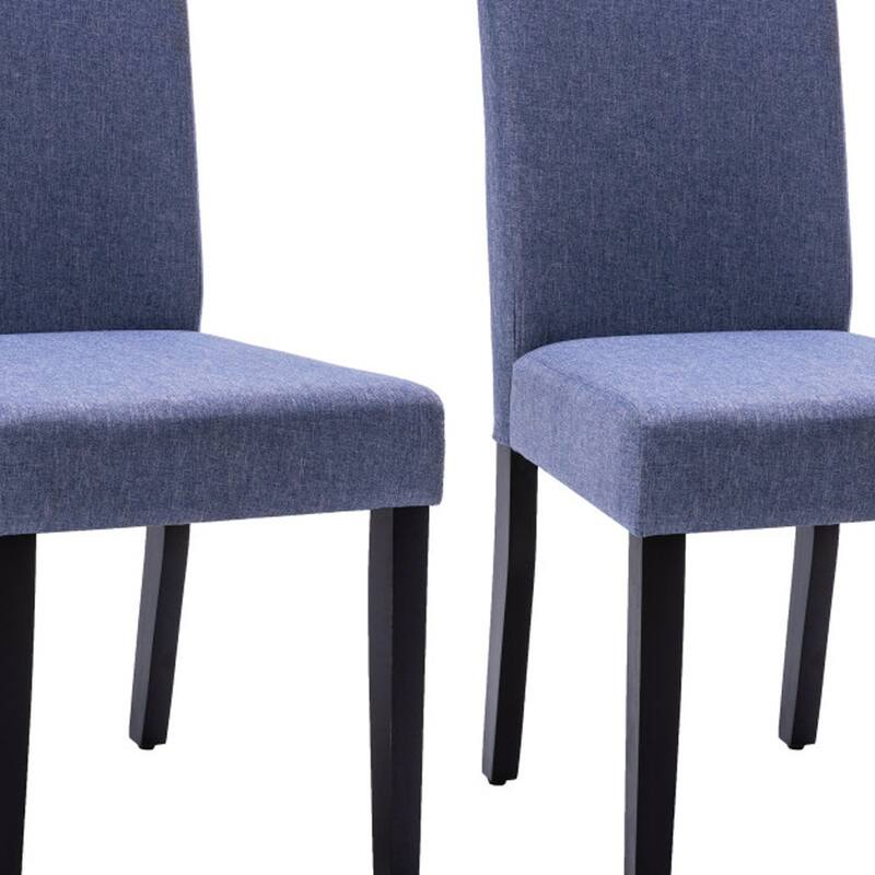HomeRoots Set of Two Navy Blue And Black Upholstered Polyester Dining Parsons Chairs - 17.00 in. x 39.00 in. x 23.50 in.