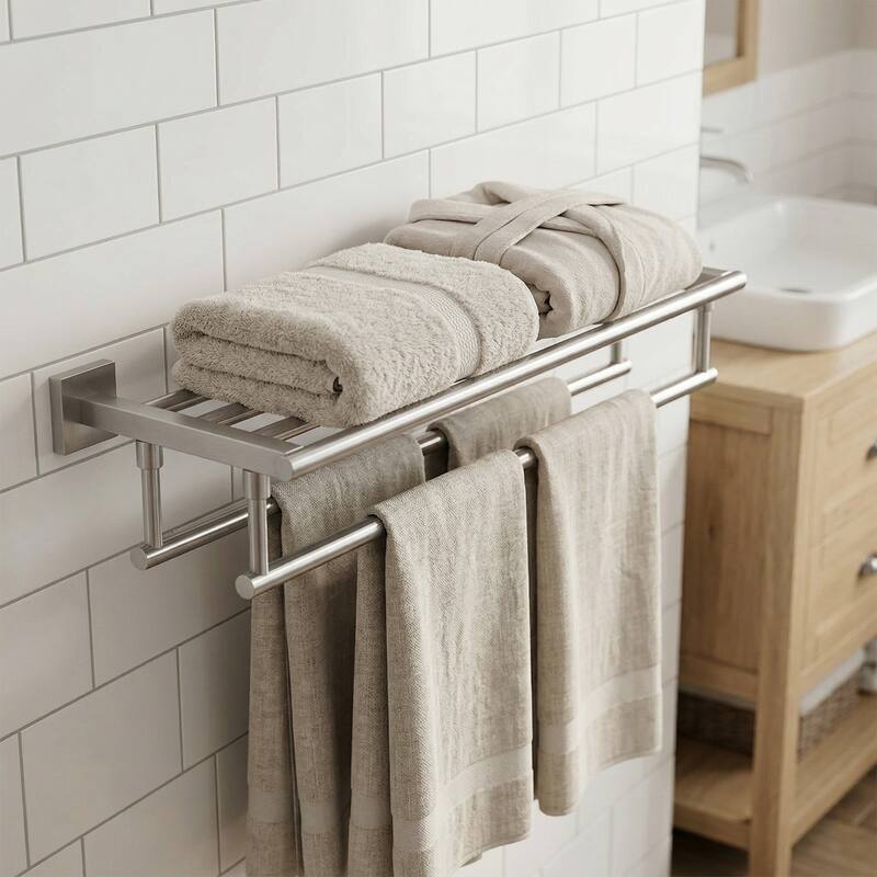 WOWOW Two Towel Holders Wall mounted Towel Rack