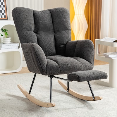Comfortable Rocking Chair with Adjustable Footrest and Spacious Seat, Perfect for Relaxing and Unwinding.