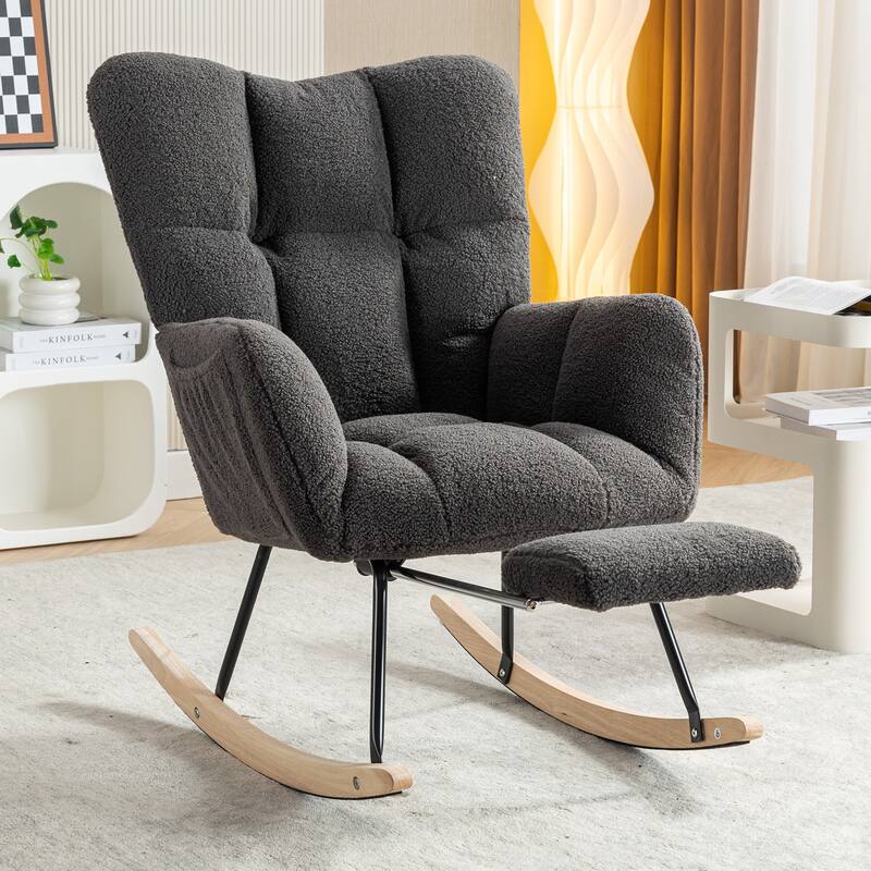 Teddy Rocking Chair with Adjustable Footrest - Dark Gray