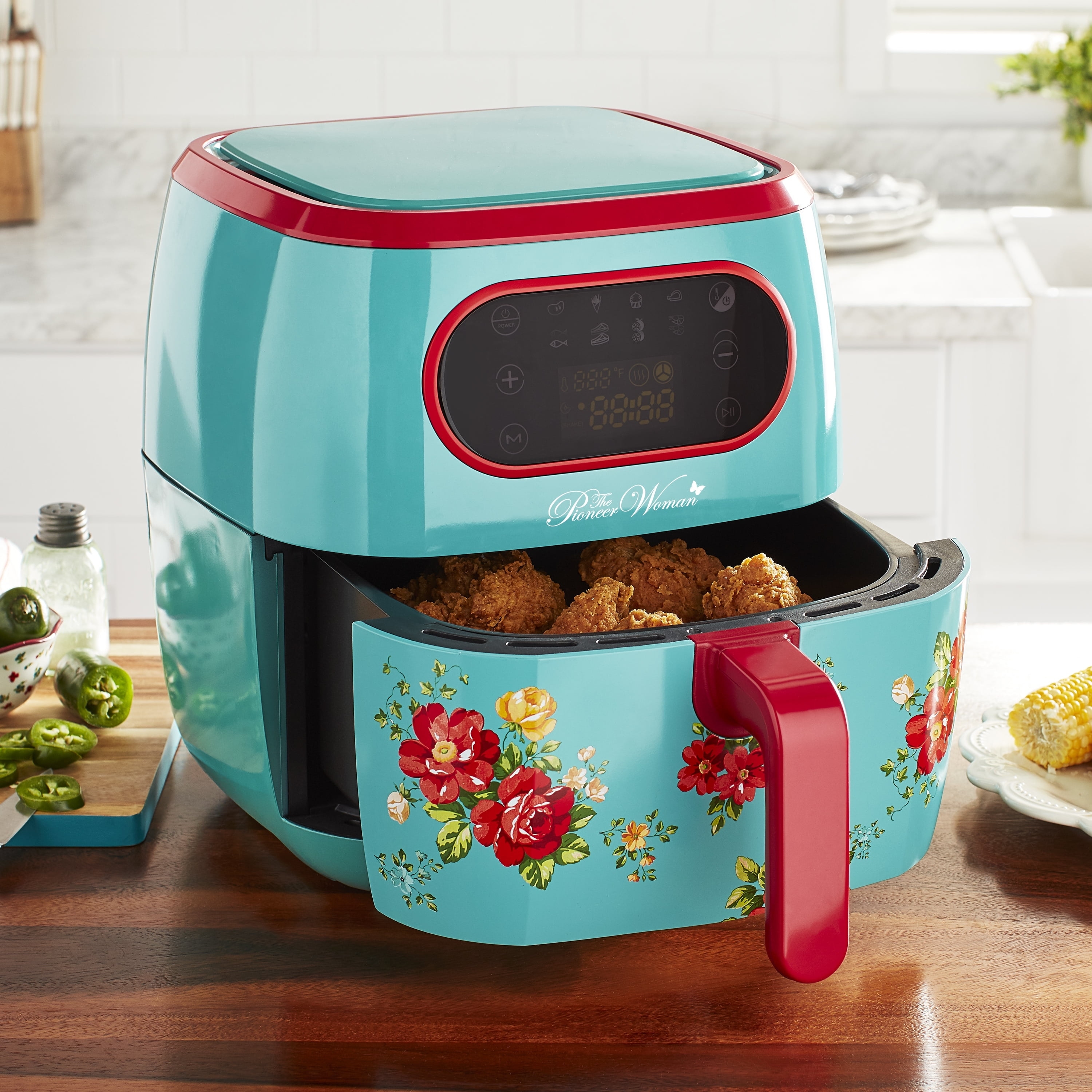 Vintage Floral 6.3 Quart Air Fryer with LED Screen
