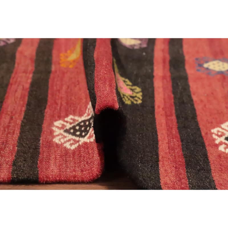 Hand Woven Oriental 100% Wool Carpet Southwestern Tribal Red Kilim Area Rug - 9' 1'' X 5' 10''