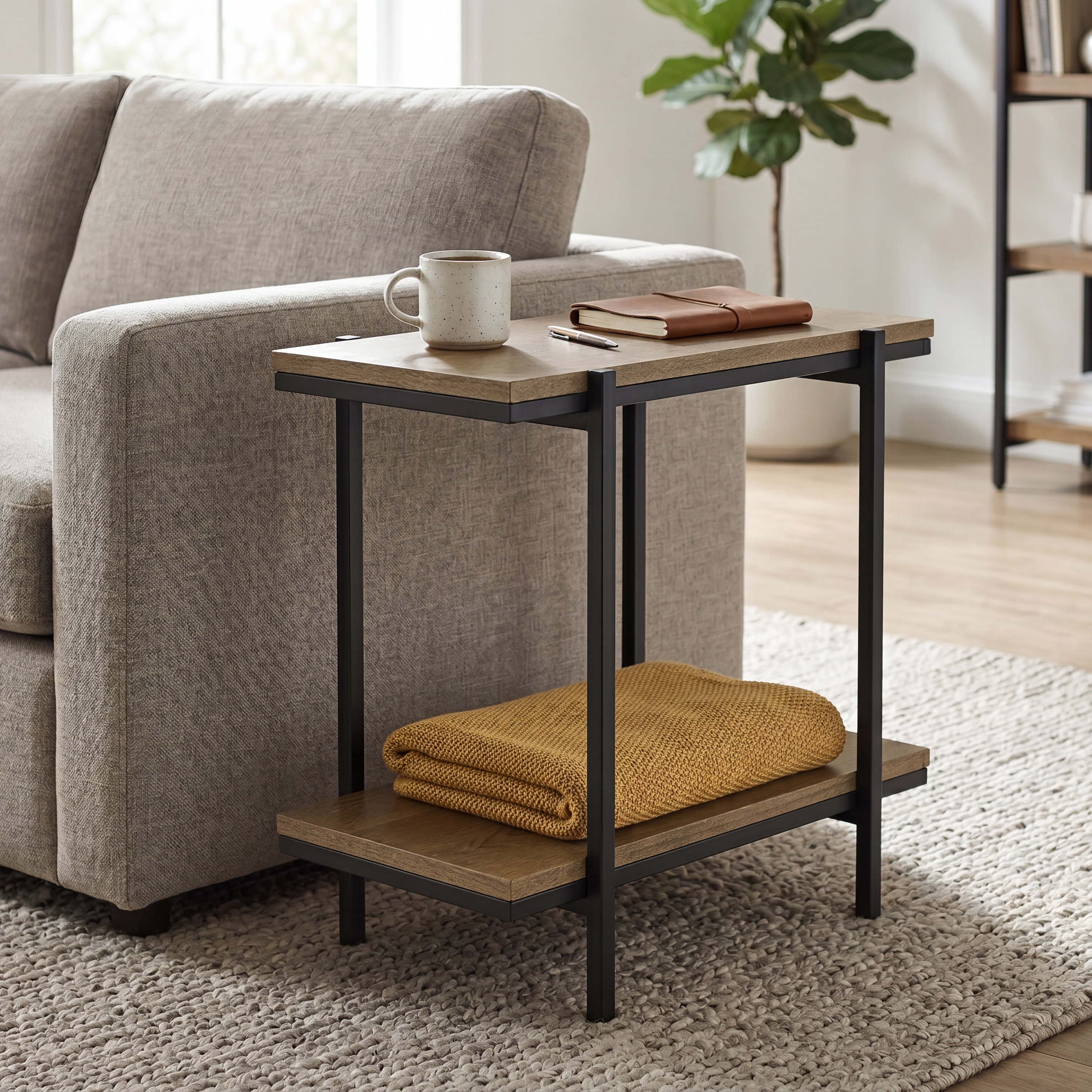 Bower Home Modern 2 Tier End Table - 22 W x 11.5 D x 24 H in.