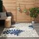Nourison Aloha Floral Modern Indoor/Outdoor Area Rug - 5'3" x 7'5" - Ivory/Navy