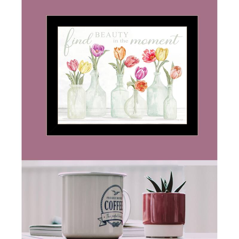 TrendyDecor4U Contemporary "FIND BEAUTY IN THE MOMENT" Framed Print Wall Art