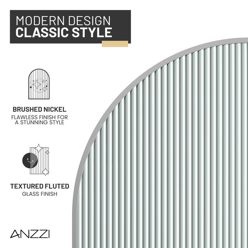 Ember Series 34 in. W x 78 in. H Fixed Framed Shower Door in Black, Gold or Nickel Finish with Clear or Fluted Glass