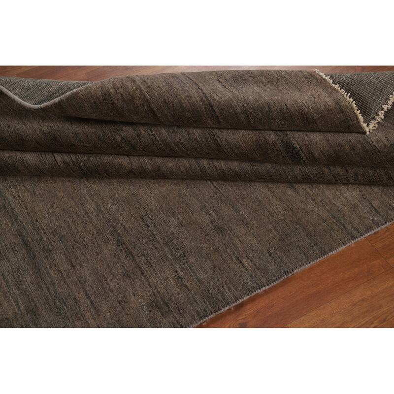 Dark Brown Gabbeh Oriental Rug Hand-Knotted Wool Carpet - 5'1" x 6'8"