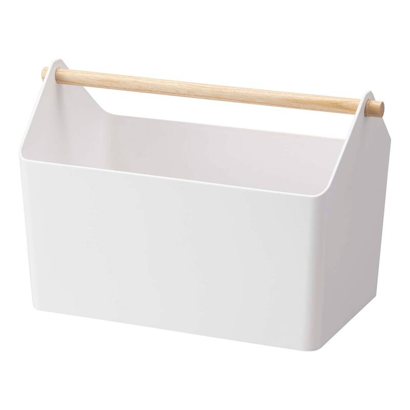 Yamazaki Home Storage Caddy, Plastic and Wood, Holds 4.4 lbs - L 8.27 x W 14.57 x H 9.45 inches