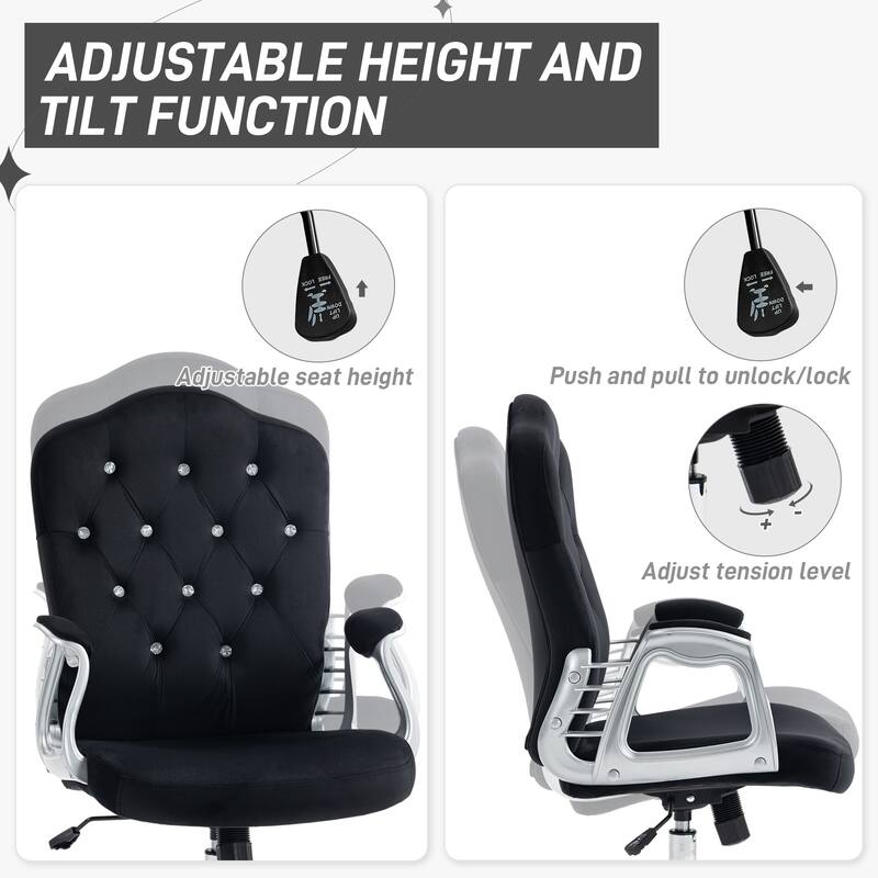 Vinsetto Home Office Chair, Computer Chair, Button Tufted Desk Chair with Swivel Wheels, Adjustable Height, and Tilt Function