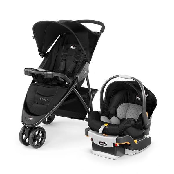 slide 1 of 1, Chicco Viaro Quick-Fold Travel System, Black Black