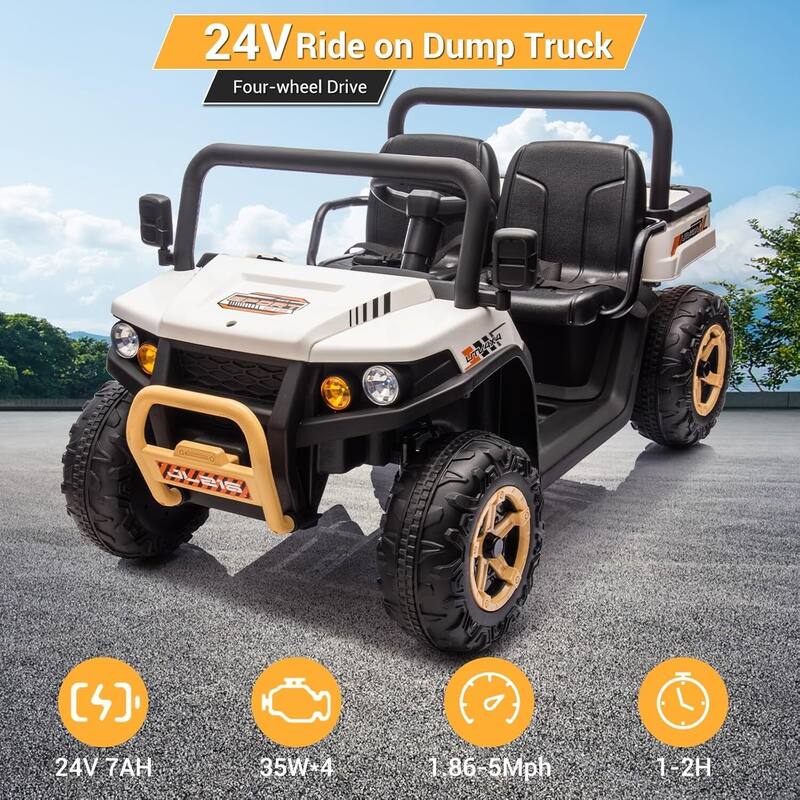 24V 2 Seater Ride On Dump Truck UTV Toy for Kids Best Gifts