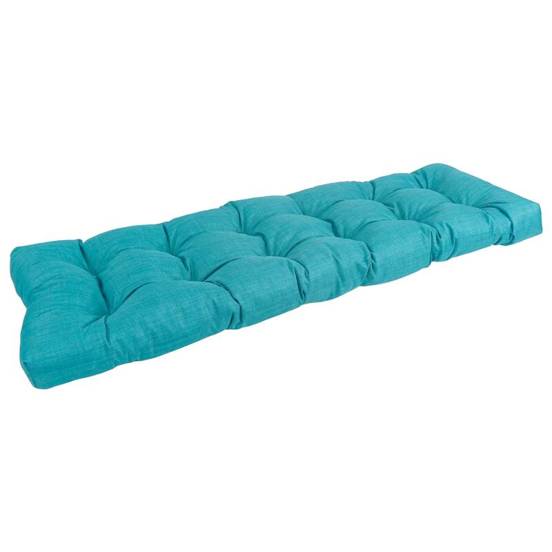 Tufted Indoor/Outdoor Bench Cushion (Multiple widths from 46 to 60 inch) - 55" wide - Aqua Blue