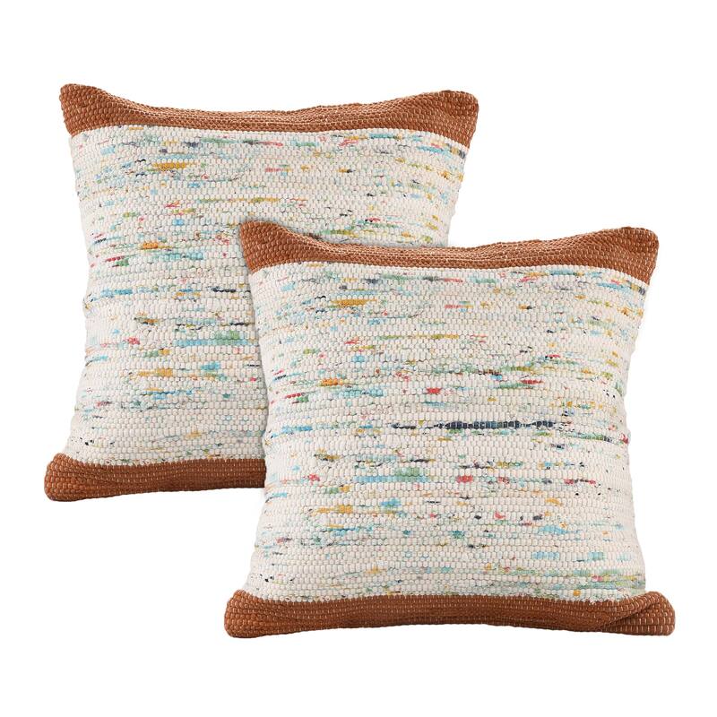 Sevita Abstract Cotton Throw Pillow, Set of 2 - Brown