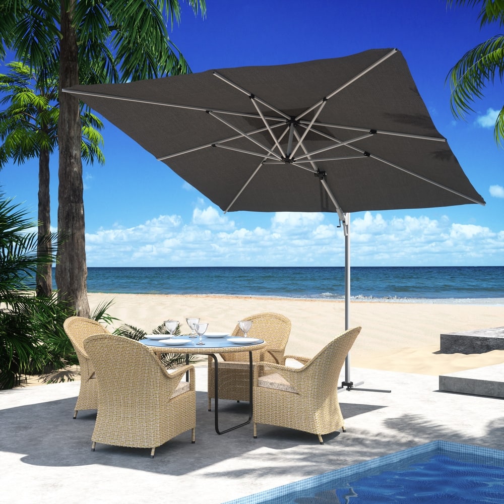 Outdoor 10FT 360 Degree Rotation Double Top Cantilever Umbrella