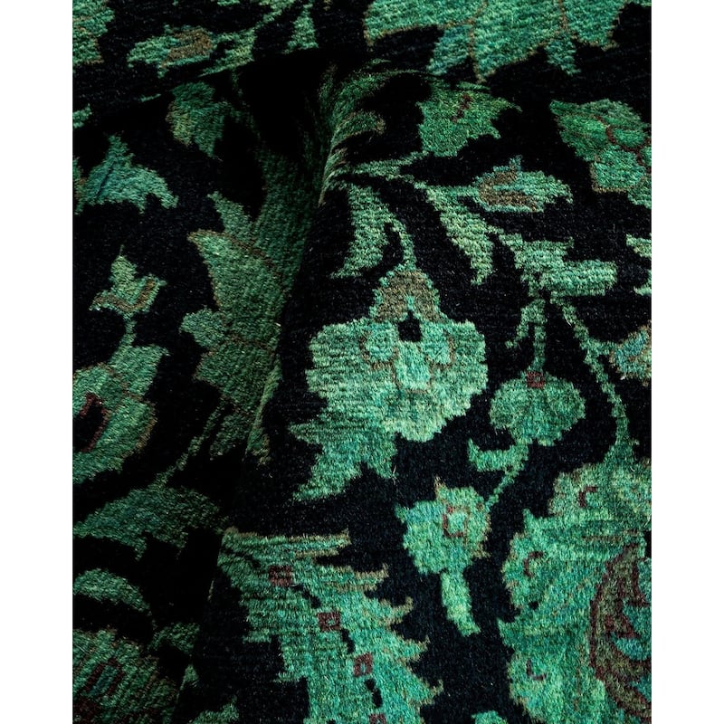 Overton Hand Knotted Wool Vintage Inspired Modern Contemporary Overdyed Black Area Rug - 3' 2" x 5' 0"