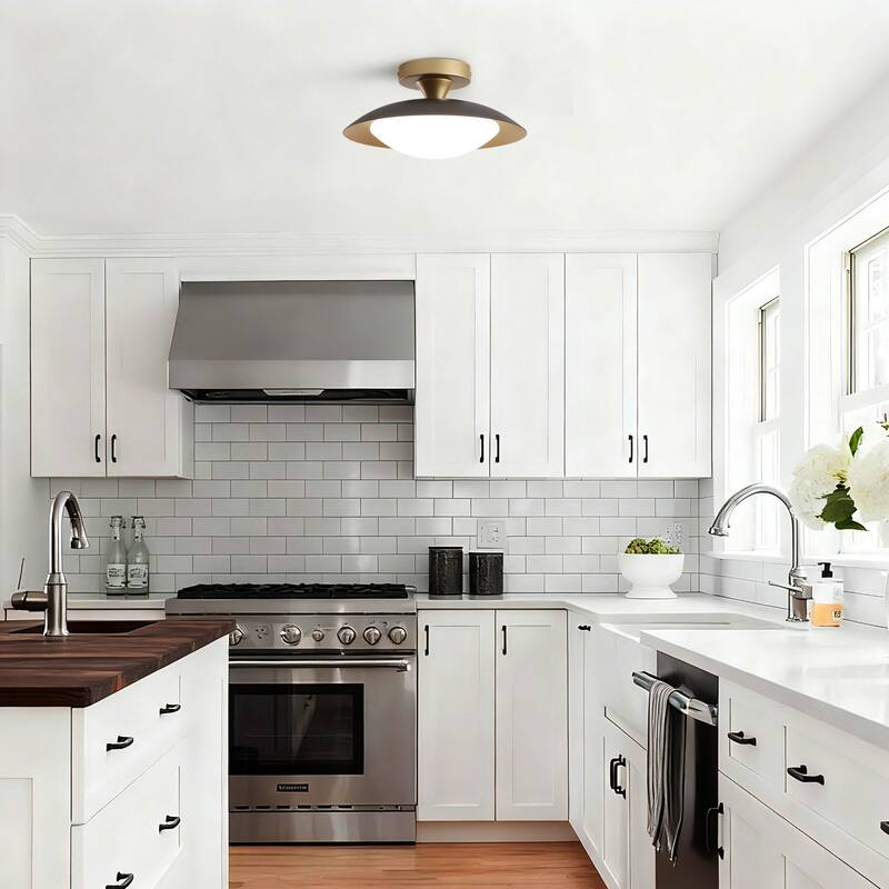 11.8-in W LED Compatible Mid-Century Modern Semi Flush Mount Ceiling Light