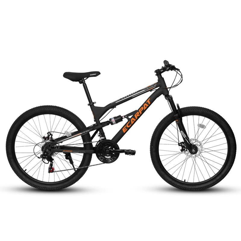 26 Inch Mountain Bike with 21 Speed Drivetrain, Dual Disc Brakes, Shock Absorbing Fork, for Trail, Urban Riding