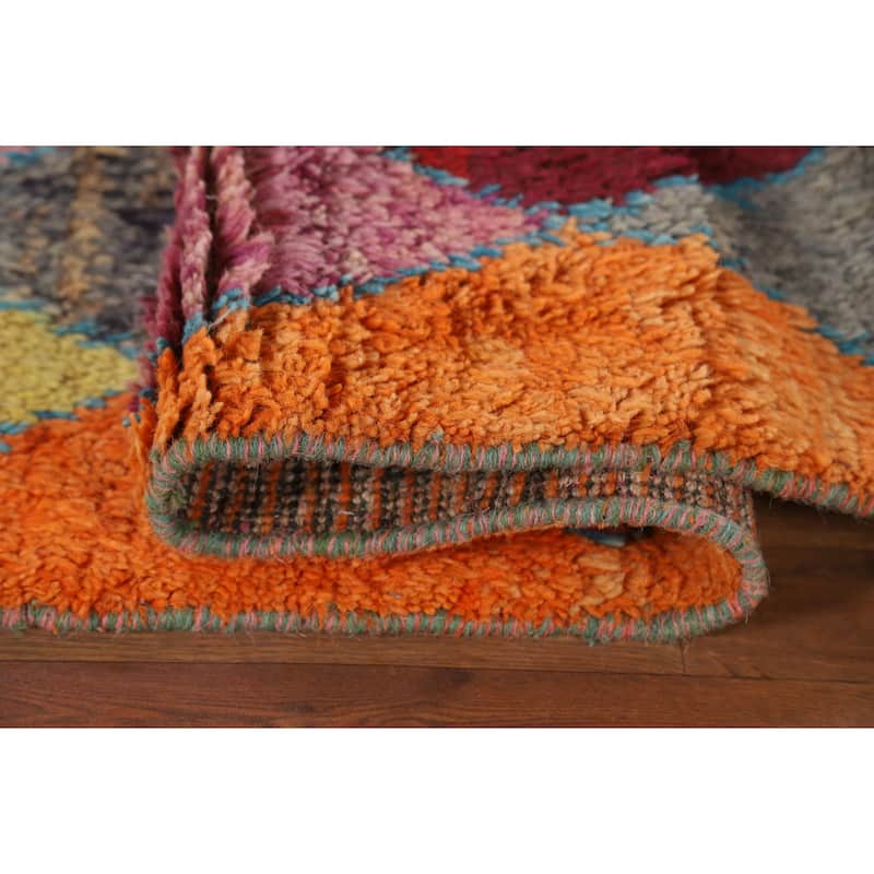 All-Over Trellis Moroccan Area Rug Hand-Knotted Wool Carpet - 7'7" x 11'2"