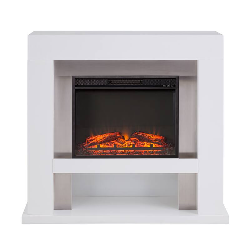 SEI Furniture Larry Stainless Steel Electric Fireplace