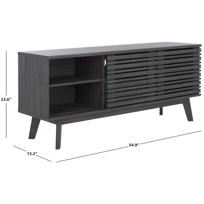SAFAVIEH Home Esma Low Sideboard/Media Stand - 55Wx15Dx24H - Distressed Black