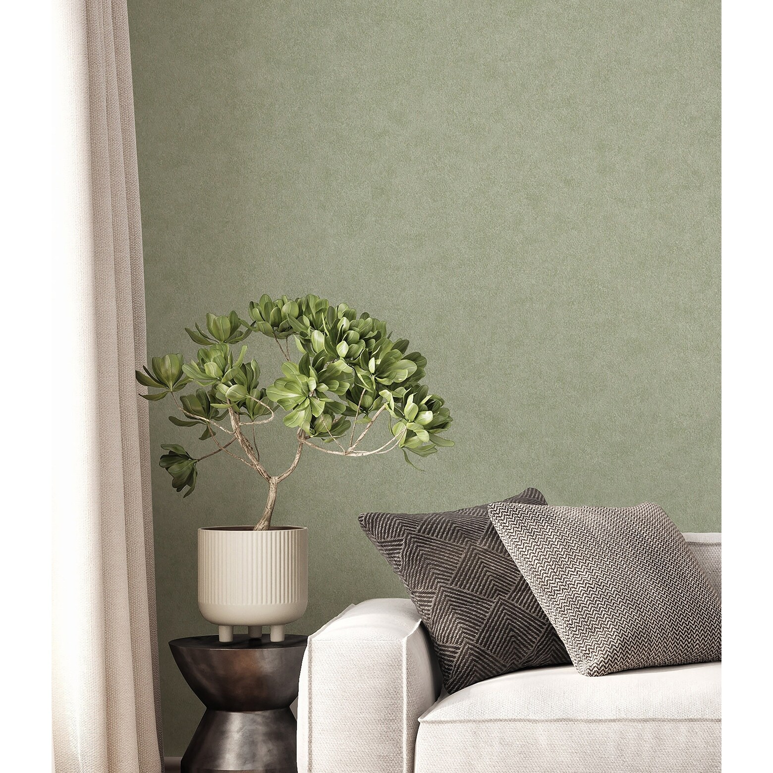 plain green wallpaper living room
