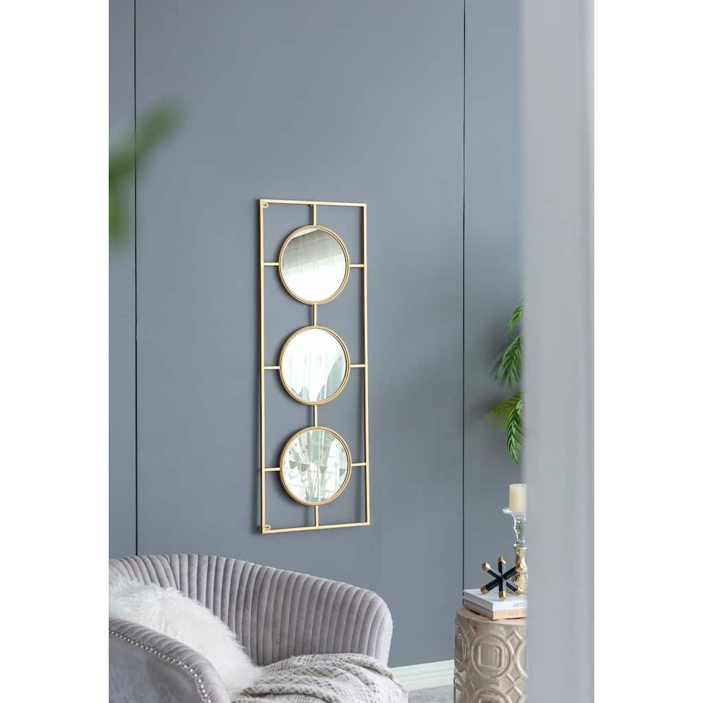 Three Mirror Piece Wall Decor Mirror in Rectangular Frame