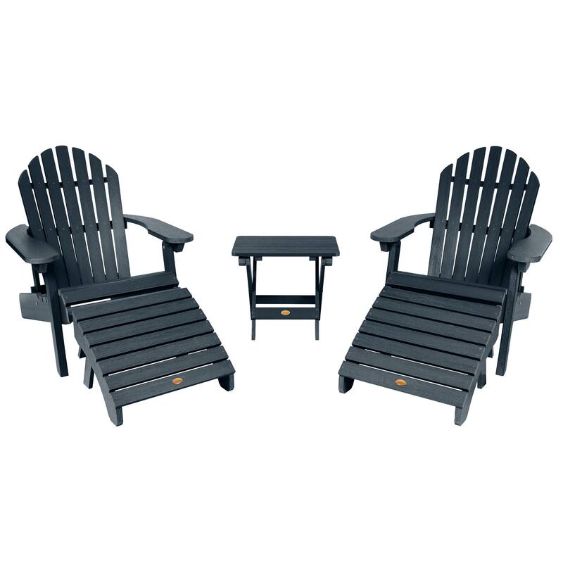 HIGHWOOD Set of Two Reclining and Folding Adirondack Chairs Conversation Set - Federal Blue