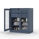 preview thumbnail 11 of 47, Palace Imports 100% Solid Wood Short Clear Glass Bathroom Storage Cabinet with 2 Drawers, 32" W x 35.75" H