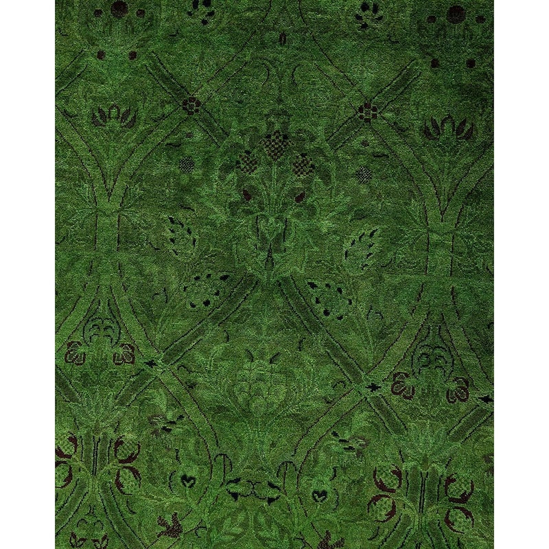 Overdyed, One-of-a-Kind Hand-Knotted Area Rug - Green - 12' 2" x 17' 10"