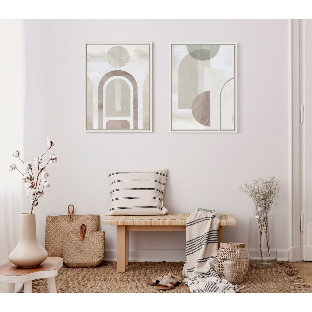 Kate and Laurel Sylvie Sahara Gray Framed Canvas by Alexander Ginzburg