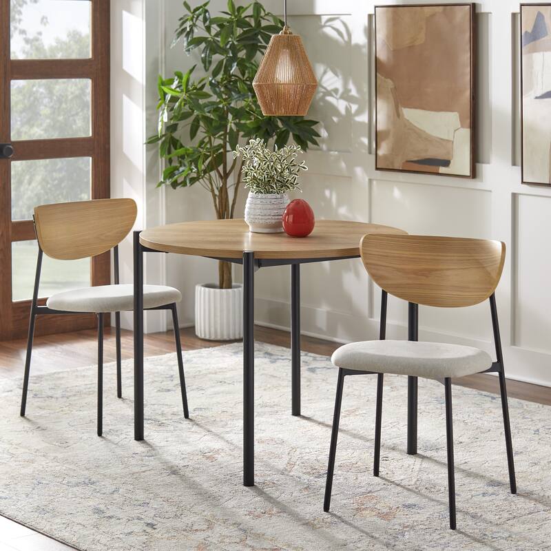 Lifestorey Jari Round Dining Set - 3-Piece Light Oak
