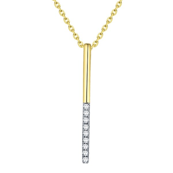 Prism Jewel 1.20MM 0.07CT G-H/I1 Round Natural Diamond Bar Pendant - White
