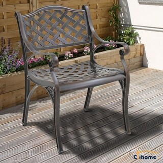 Clihome Outdoor Cast Aluminum Dining Chair(Set of 2)