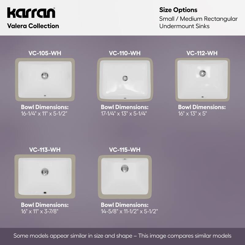 Karran 19-1/2" Undermount Vitreous China Bathroom Sink In White