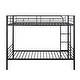 preview thumbnail 15 of 16, Black Twin over Twin Metal Bunk Bed with Fence & Ladder