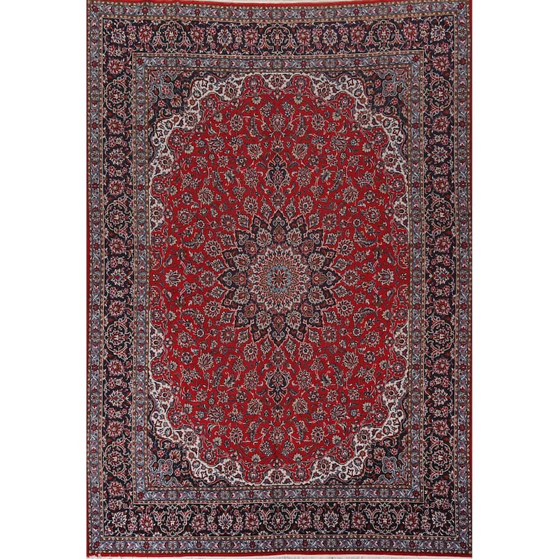 Oriental Traditional Red Kashan Turkish Rug Machine-Made Carpet - 9'9" x 13'2"