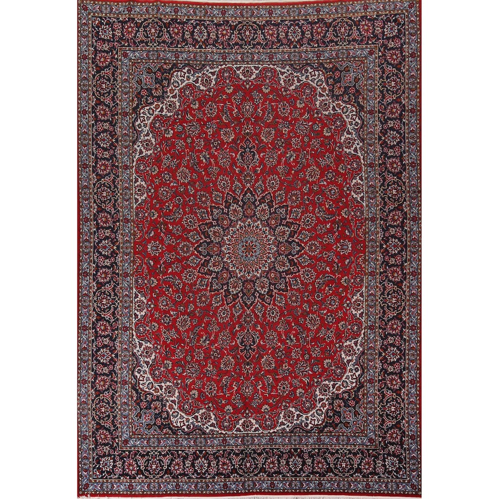 Oriental Traditional Red Kashan Turkish Rug Machine-Made Carpet - 9'9" x 13'2"