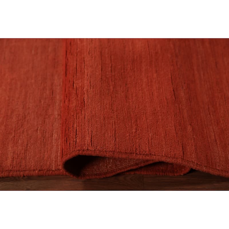 Orange Modern Gabbeh Oriental Area Rug Handmade Stripe Wool Carpet - 6'6" x 9'7"