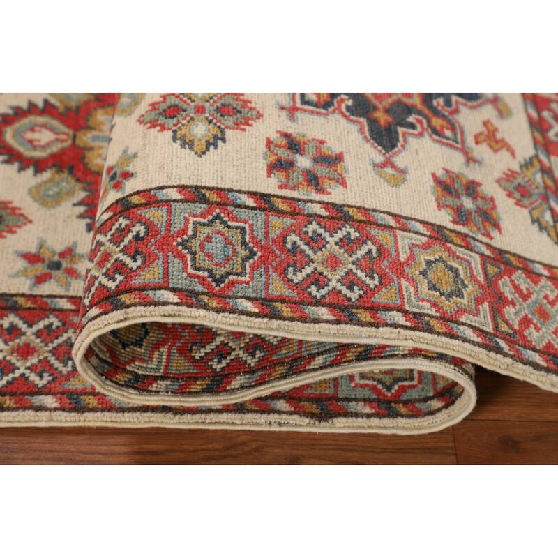 Geometric Kazak Runner Rug Hand-Knotted Wool Carpet - 2'1" x 5'10"