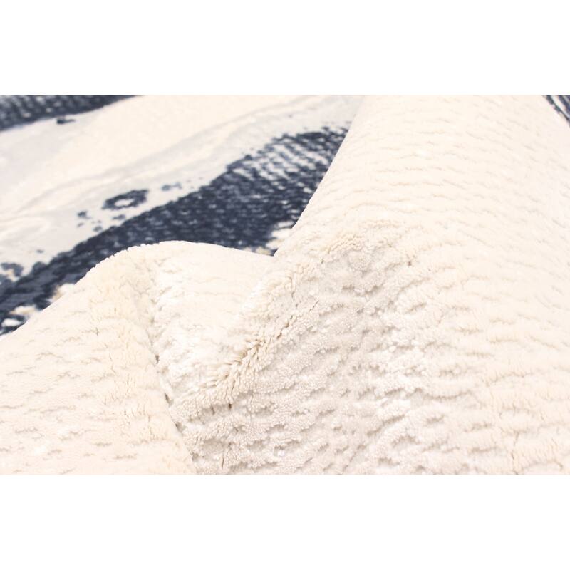 ECARPETGALLERY Machine Made Bloom Blue Area Rug