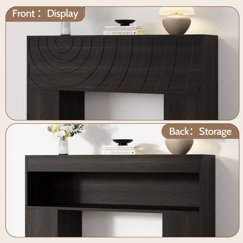 Rossetta Farmhouse Carved Design Console Table with Water Ripple Pattern Detail