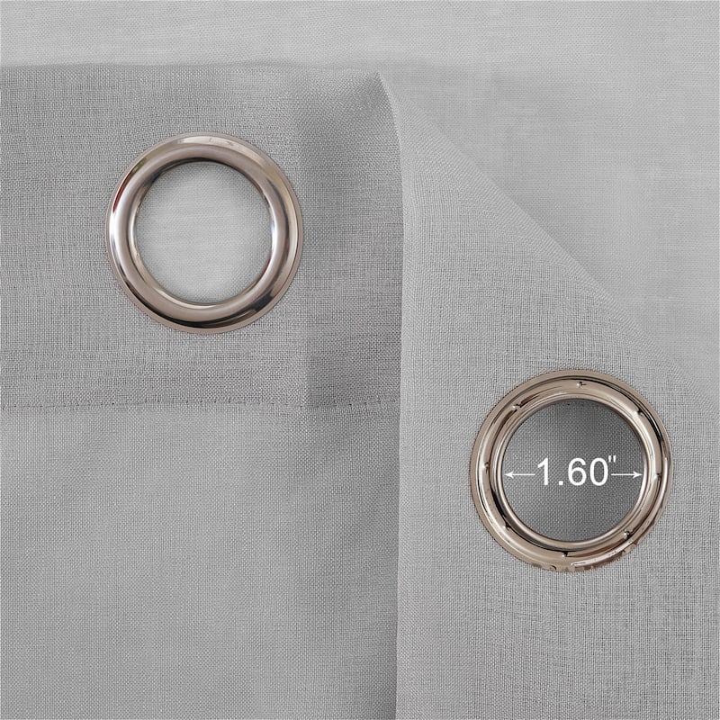 Topfinel Solid Grommet Sheer Window Curtains Faux Linen (Set of 2)