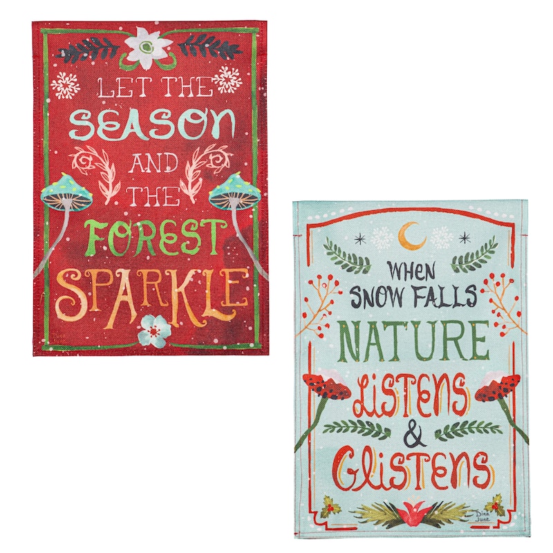 12.5 in. x 18 in. Santa's Forest of Wonder Reversible Burlap Garden Flag - Multicolor