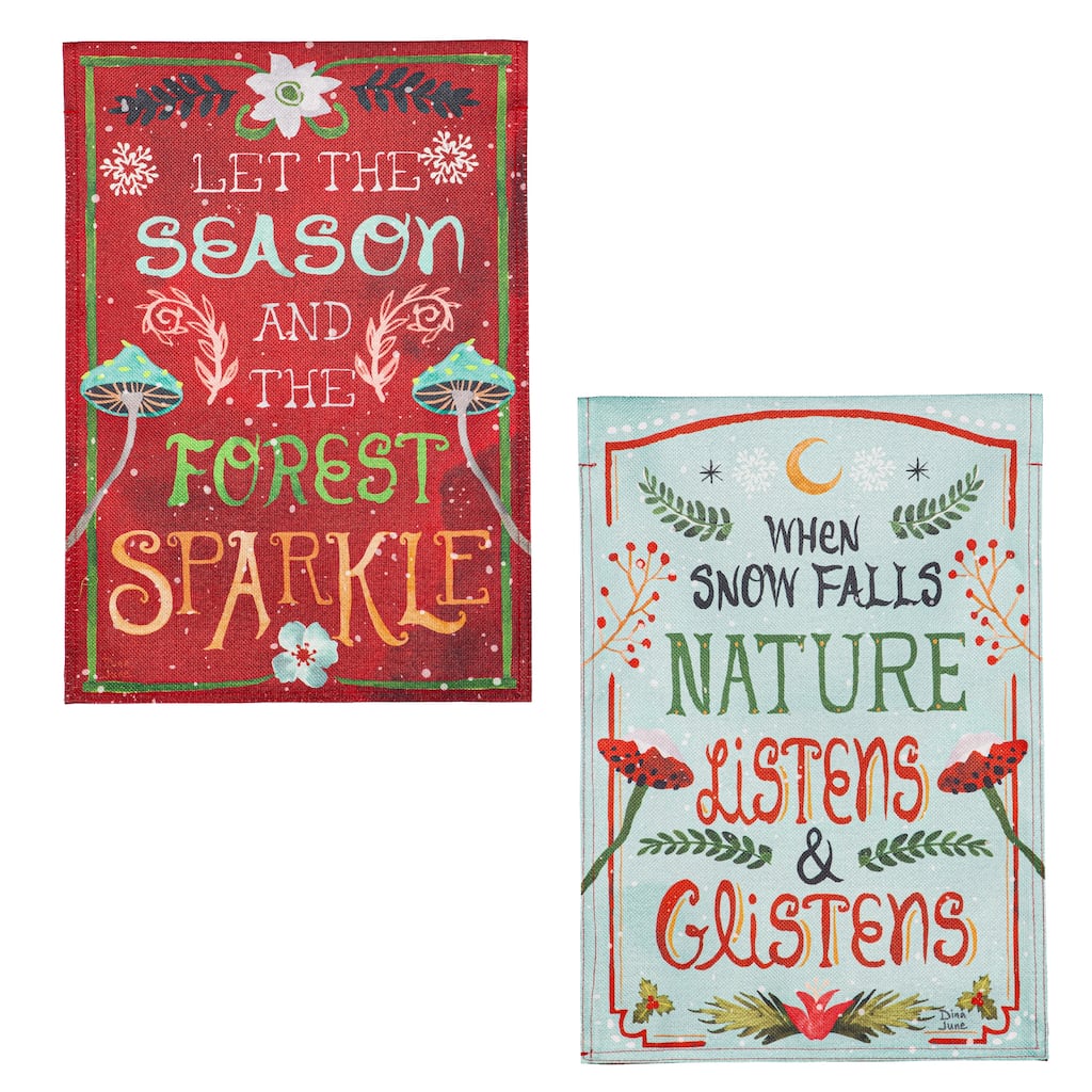 12.5 in. x 18 in. Santa's Forest of Wonder Reversible Burlap Garden Flag - Multicolor