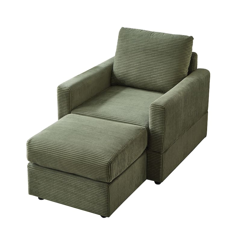 GDFStudio Classic Corduroy Club Chair with Ottoman