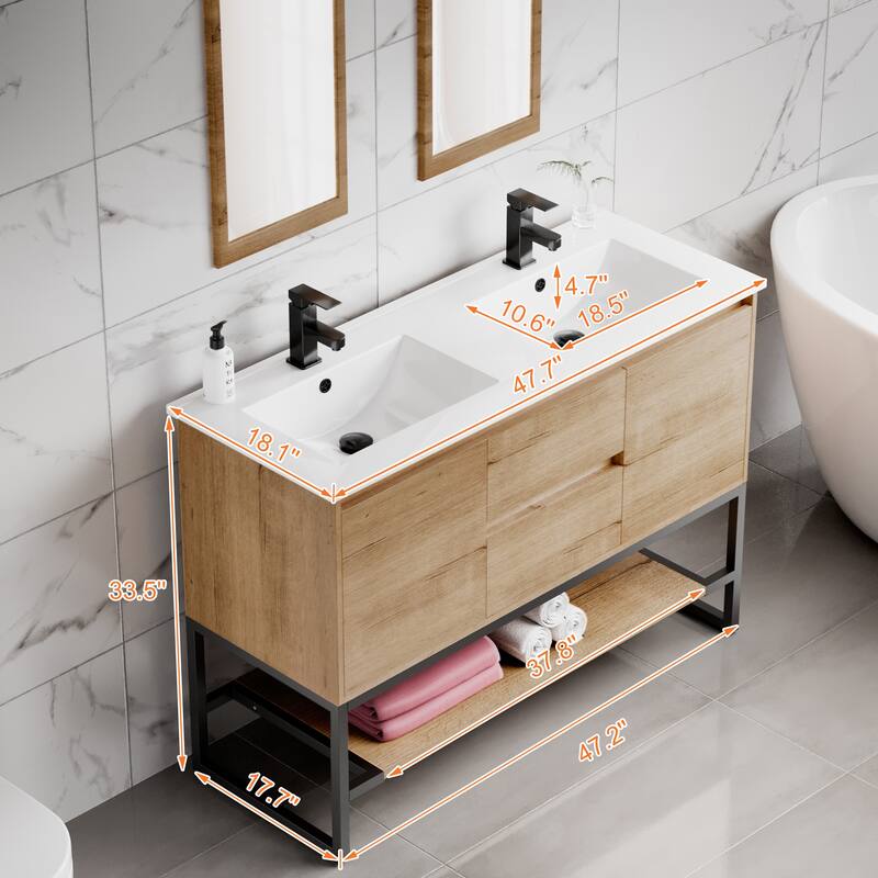 Bathroom Vanity Set Under-mount Ceramic Sink Combo Free Standing
