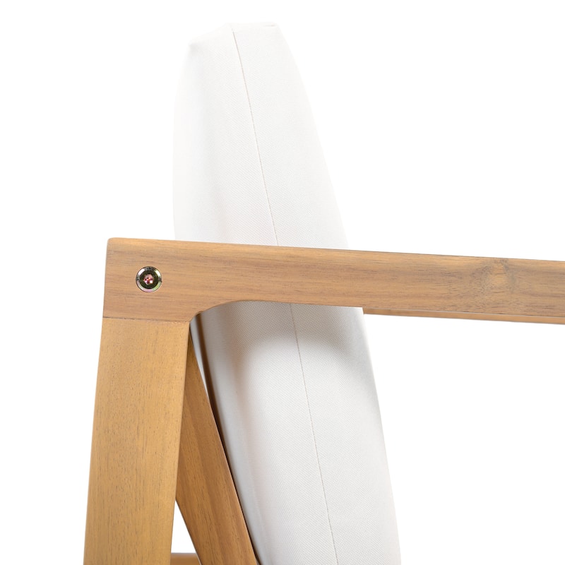 Christopher Knight Home - Outdoor Acacia Wood Upholstered Dining Chairs Set with Seat Cushions & Slatted Back, Teak Finish