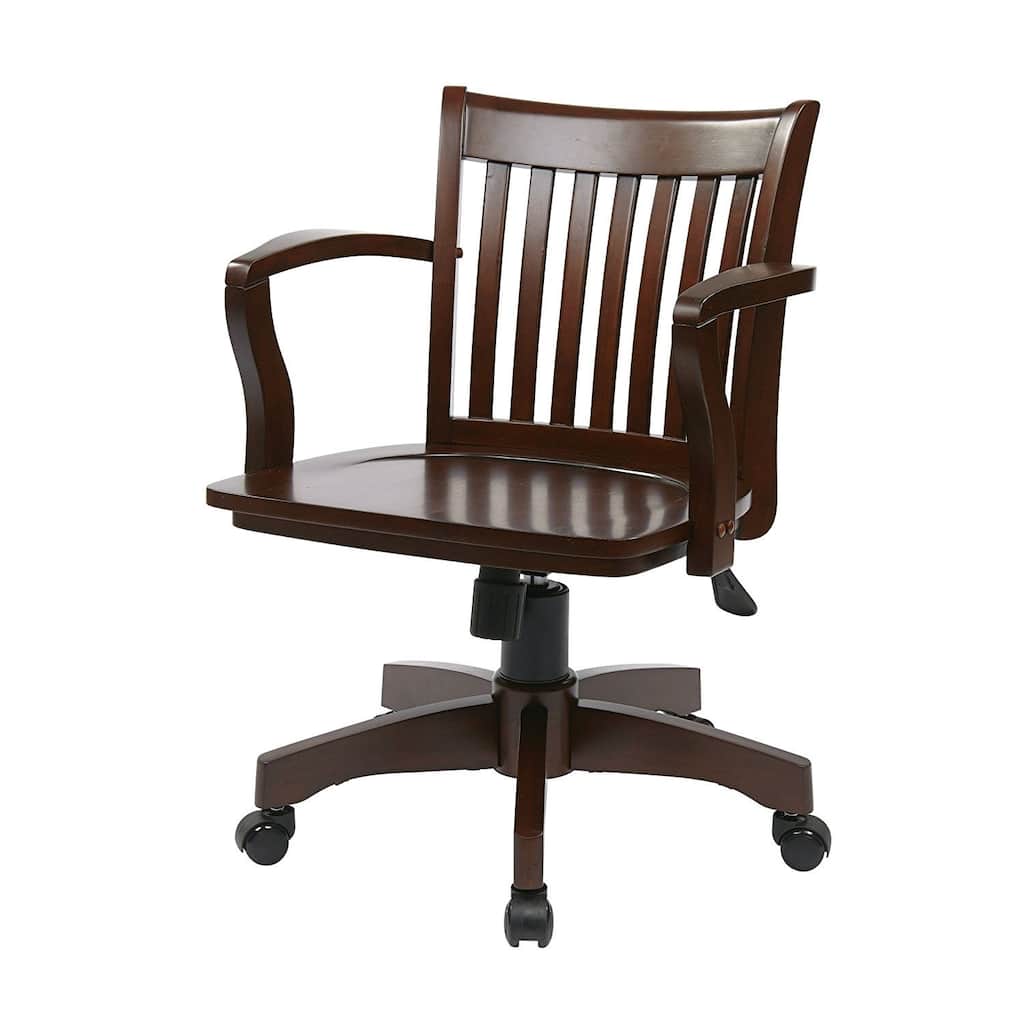 Modern Espresso Wood Chair with Pneumatic Height Adjustment and Locking Tilt Control Ideal for Residential Use