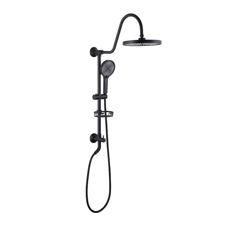 Wall-mounted complete shower system with soap dish (not including the rough-in valve) - Matte Black